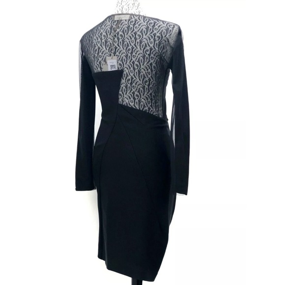 $448 MAXAZRIA Black  Back Long Sleeve Dress Size 2 - Picture 3 of 7